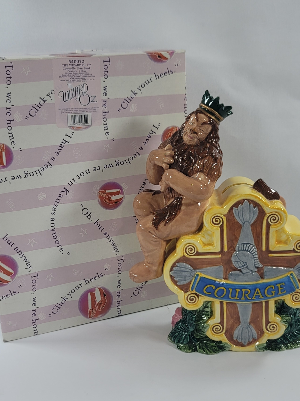 WIZARD OF OZ  "COWARDLY LION" Ceramic Coin Bank 1999 ENESCO Retired With Box